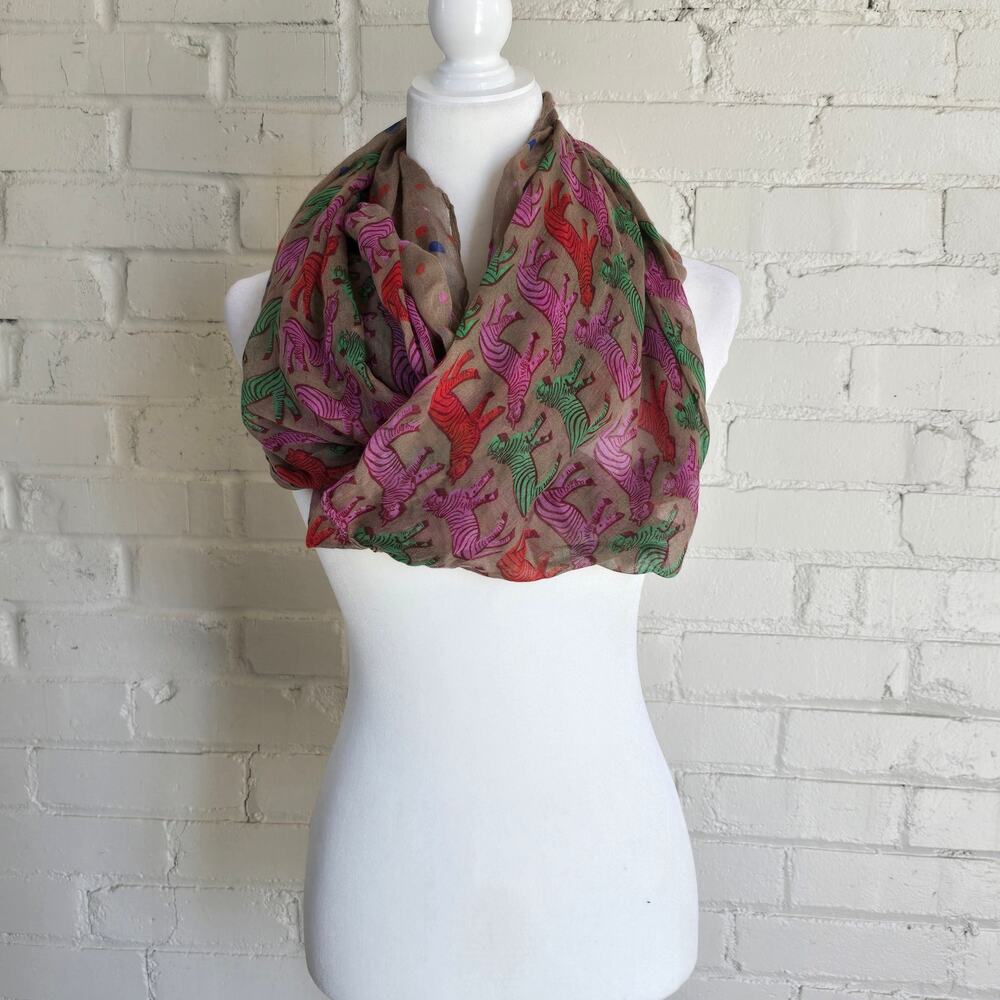 Eclectic Neon Zebra Scarf | Lightweight & Infinity | Artsy Boho Chic &Maximalist